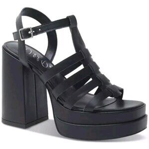 Orlah Womens Faux Leather Platform Sandals Block Heels